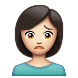 Woman Frowning: Light Skin Tone on WhatsApp