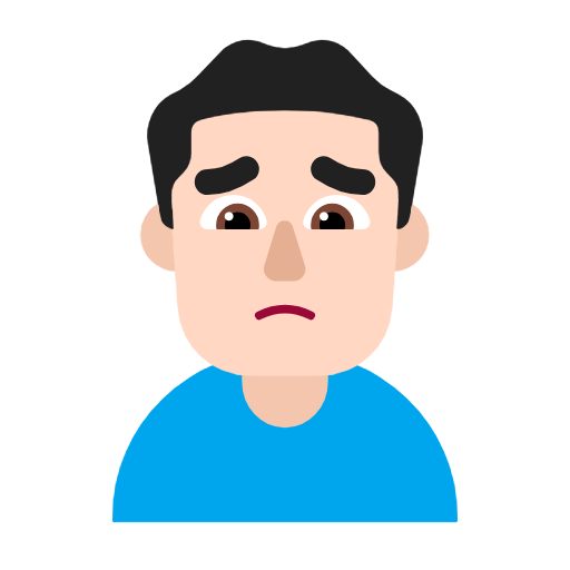 Man Frowning: Light Skin Tone on Microsoft Fluent