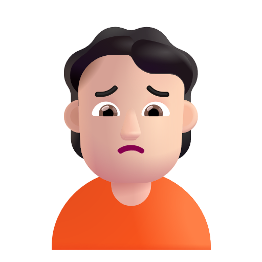 Person Frowning: Light Skin Tone on Microsoft 3D