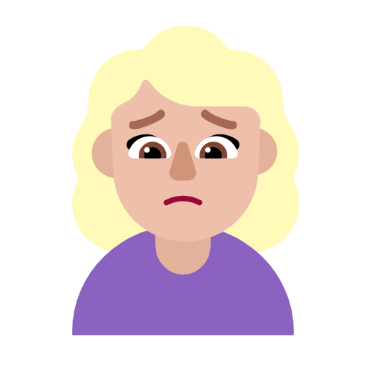 Woman Frowning: Medium-Light Skin Tone on Microsoft Fluent