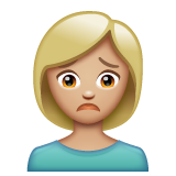 Woman Frowning: Medium-Light Skin Tone on WhatsApp