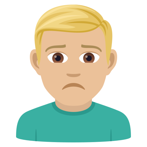 Man Frowning: Medium-Light Skin Tone on JoyPixels