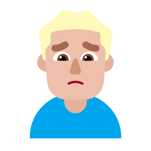 Man Frowning: Medium-Light Skin Tone on Microsoft Fluent
