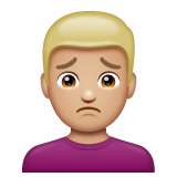 Man Frowning: Medium-Light Skin Tone on WhatsApp