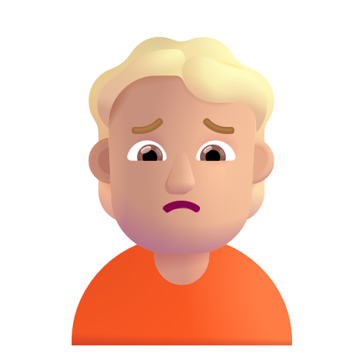 Person Frowning: Medium-Light Skin Tone on Microsoft 3D