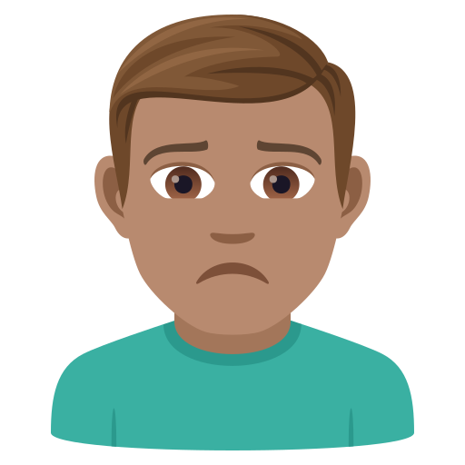 Man Frowning: Medium Skin Tone on JoyPixels