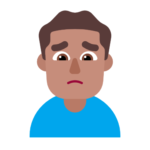 Man Frowning: Medium Skin Tone on Microsoft Fluent