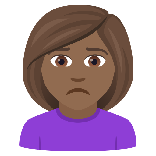 Woman Frowning: Medium-Dark Skin Tone on JoyPixels