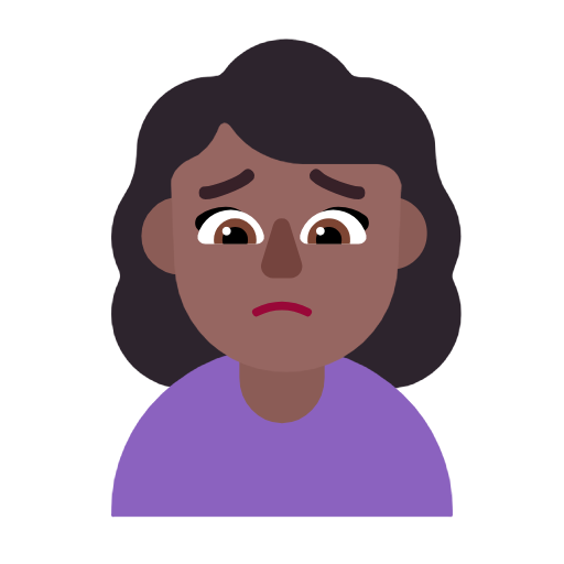 Woman Frowning: Medium-Dark Skin Tone on Microsoft Fluent