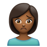 Woman Frowning: Medium-Dark Skin Tone on WhatsApp