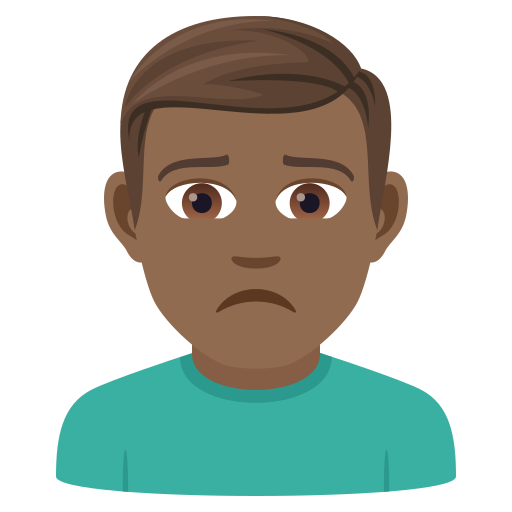 Man Frowning: Medium-Dark Skin Tone on JoyPixels
