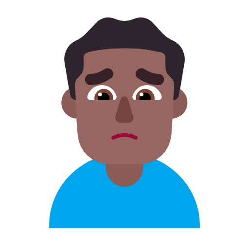 Man Frowning: Medium-Dark Skin Tone on Microsoft Fluent