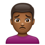 Man Frowning: Medium-Dark Skin Tone on WhatsApp