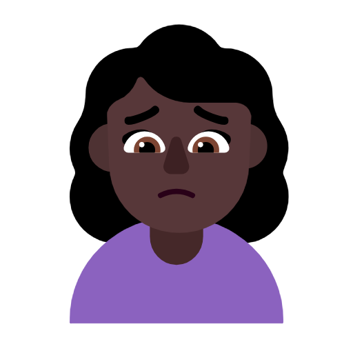Woman Frowning: Dark Skin Tone on Microsoft Fluent