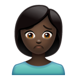 Woman Frowning: Dark Skin Tone on WhatsApp