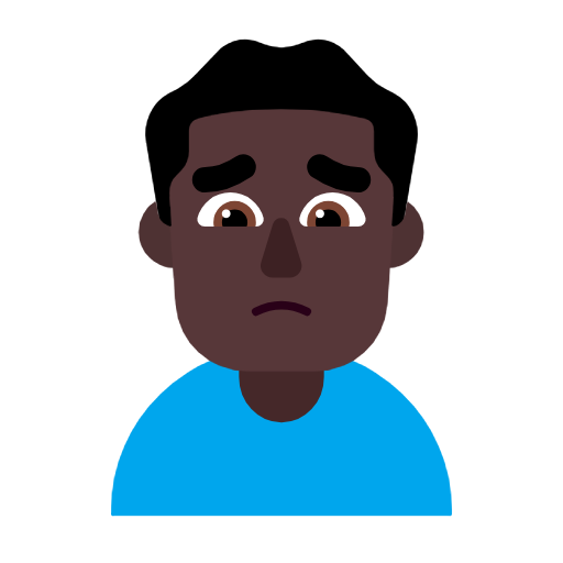Man Frowning: Dark Skin Tone on Microsoft Fluent