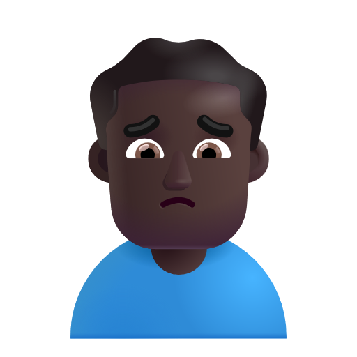 Man Frowning: Dark Skin Tone on Microsoft 3D