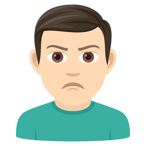 Man Pouting: Light Skin Tone on JoyPixels