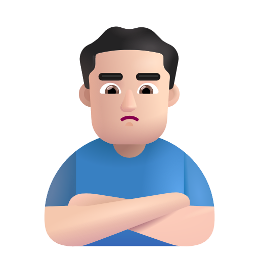 Man Pouting: Light Skin Tone on Microsoft 3D
