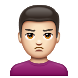 Man Pouting: Light Skin Tone on WhatsApp