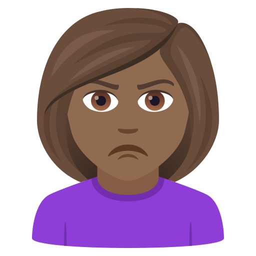 Woman Pouting: Medium-Dark Skin Tone on JoyPixels