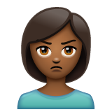 Woman Pouting: Medium-Dark Skin Tone on WhatsApp