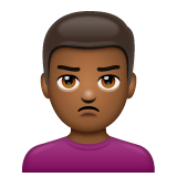 Man Pouting: Medium-Dark Skin Tone on WhatsApp