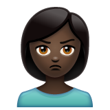 Woman Pouting: Dark Skin Tone on WhatsApp