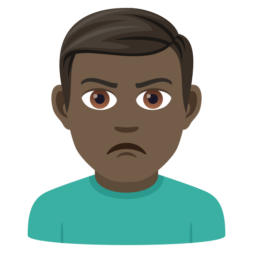 Man Pouting: Dark Skin Tone on JoyPixels