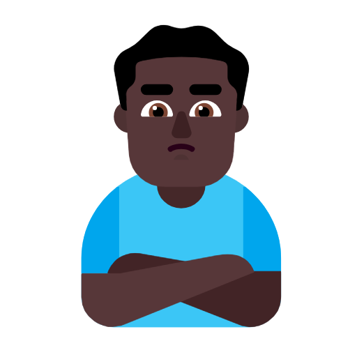Man Pouting: Dark Skin Tone on Microsoft Fluent