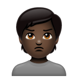 Person With Pouting Face: Dark Skin Tone on WhatsApp
