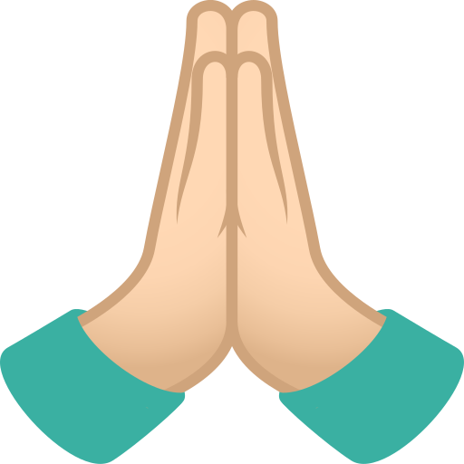 Person With Folded Hands: Light Skin Tone on JoyPixels