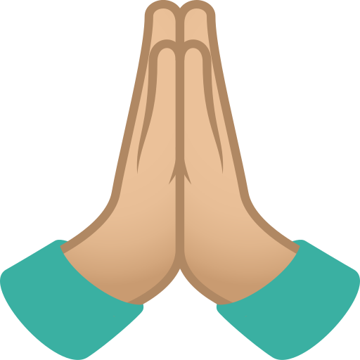 Person With Folded Hands: Medium-Light Skin Tone on JoyPixels
