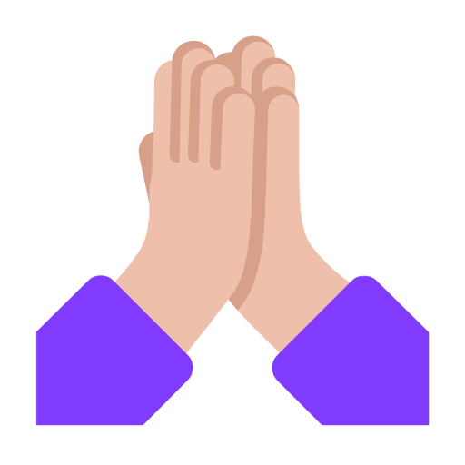 Person With Folded Hands: Medium-Light Skin Tone on Microsoft Fluent