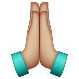 Person With Folded Hands: Medium-Light Skin Tone on WhatsApp