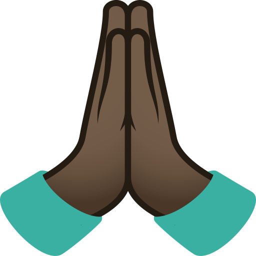 Person With Folded Hands: Dark Skin Tone on JoyPixels