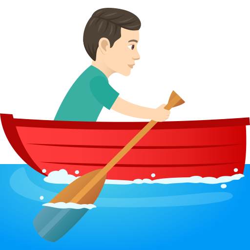Man Rowing Boat: Light Skin Tone on JoyPixels