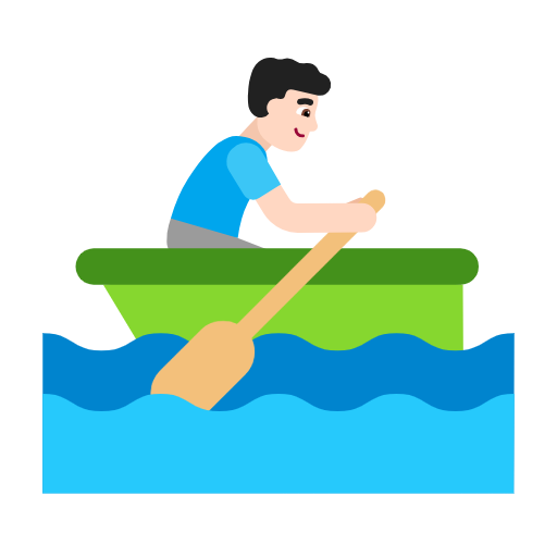 Man Rowing Boat: Light Skin Tone on Microsoft Fluent