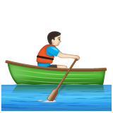 Man Rowing Boat: Light Skin Tone on WhatsApp