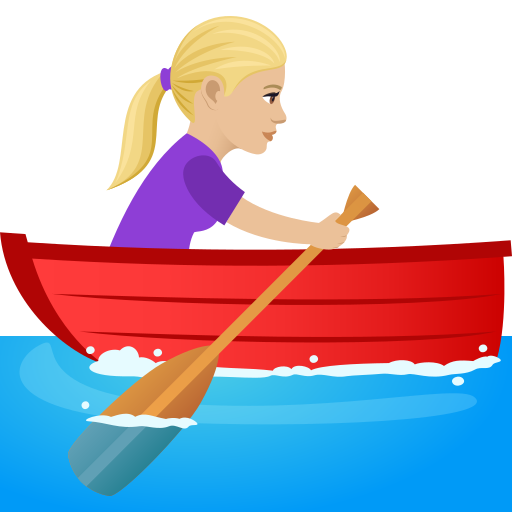 Woman Rowing Boat: Medium-Light Skin Tone on JoyPixels
