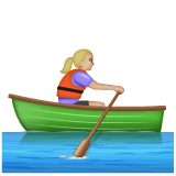 Woman Rowing Boat: Medium-Light Skin Tone on WhatsApp