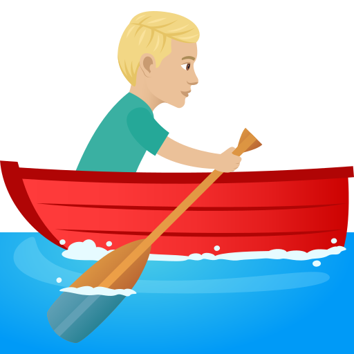 Man Rowing Boat: Medium-Light Skin Tone on JoyPixels