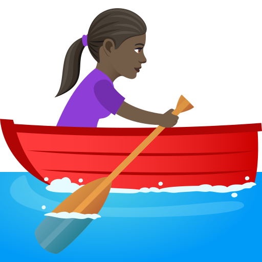 Woman Rowing Boat: Dark Skin Tone on JoyPixels