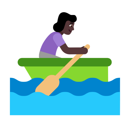 Woman Rowing Boat: Dark Skin Tone on Microsoft Fluent