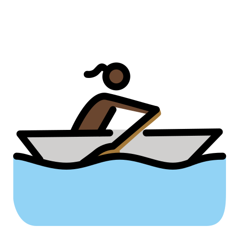 Woman Rowing Boat: Dark Skin Tone on OpenMoji