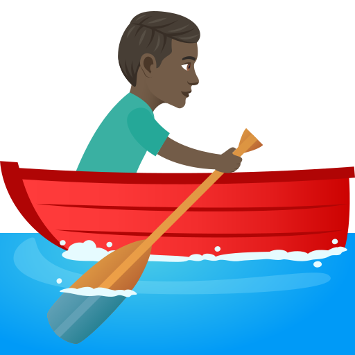 Man Rowing Boat: Dark Skin Tone on JoyPixels
