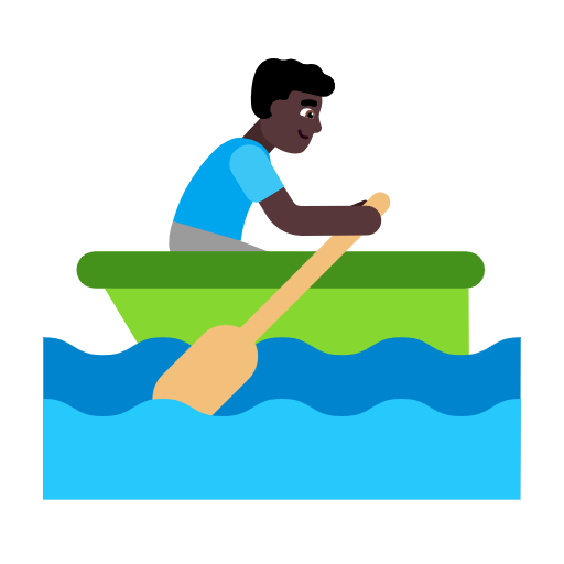 Man Rowing Boat: Dark Skin Tone on Microsoft Fluent
