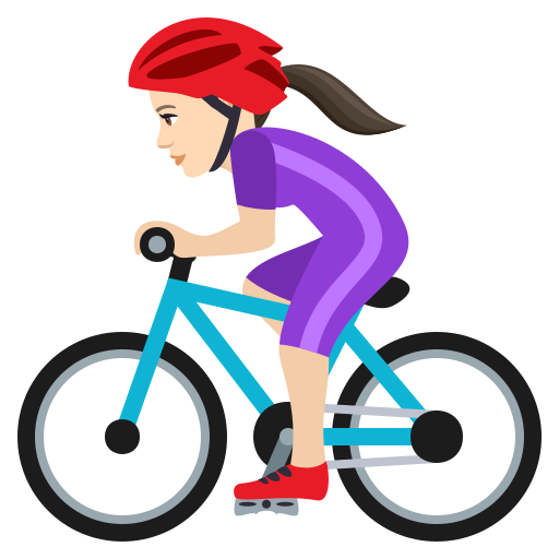 Woman Biking: Light Skin Tone on JoyPixels