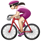 Woman Biking: Light Skin Tone on WhatsApp