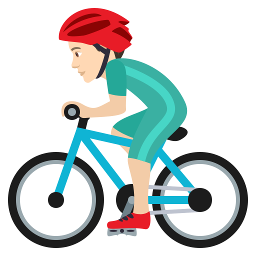 Man Biking: Light Skin Tone on JoyPixels